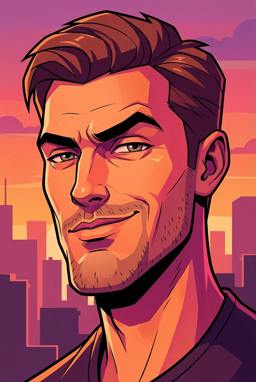 Cartoon portrait after AI transformation